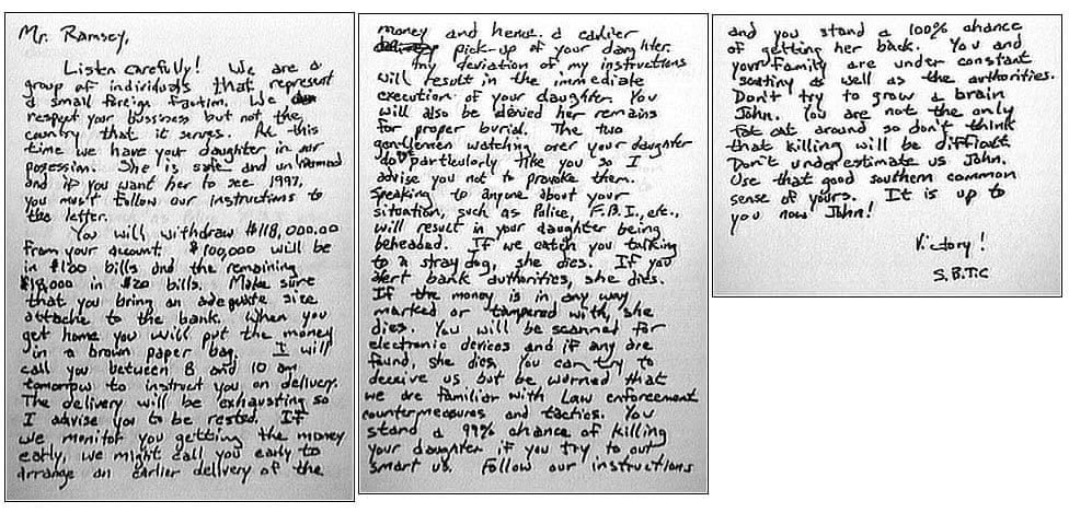JonBenét Ramsey's ransom note