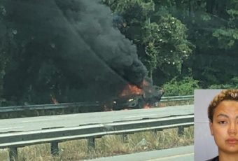 mother accused of setting car on fire while her son was inside