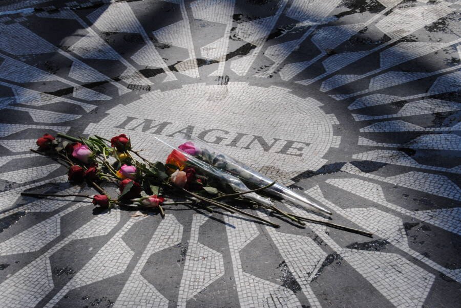 Roses in Strawberry Fields, a Central Park memorial dedicated to John Lennon. 