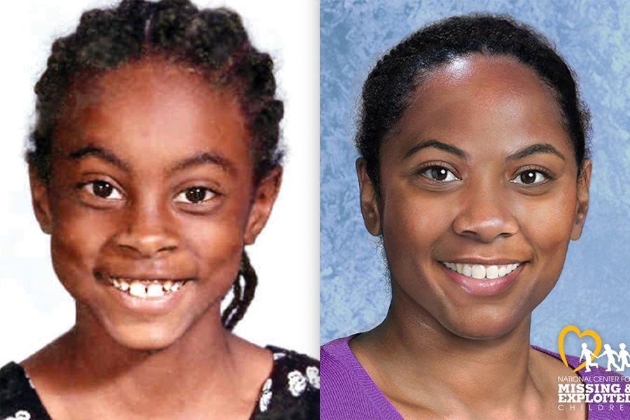 Asha Degree was 9 when she disappeared on February 14, 2000. On the right is an age-progressed photo that shows what she might look like today.