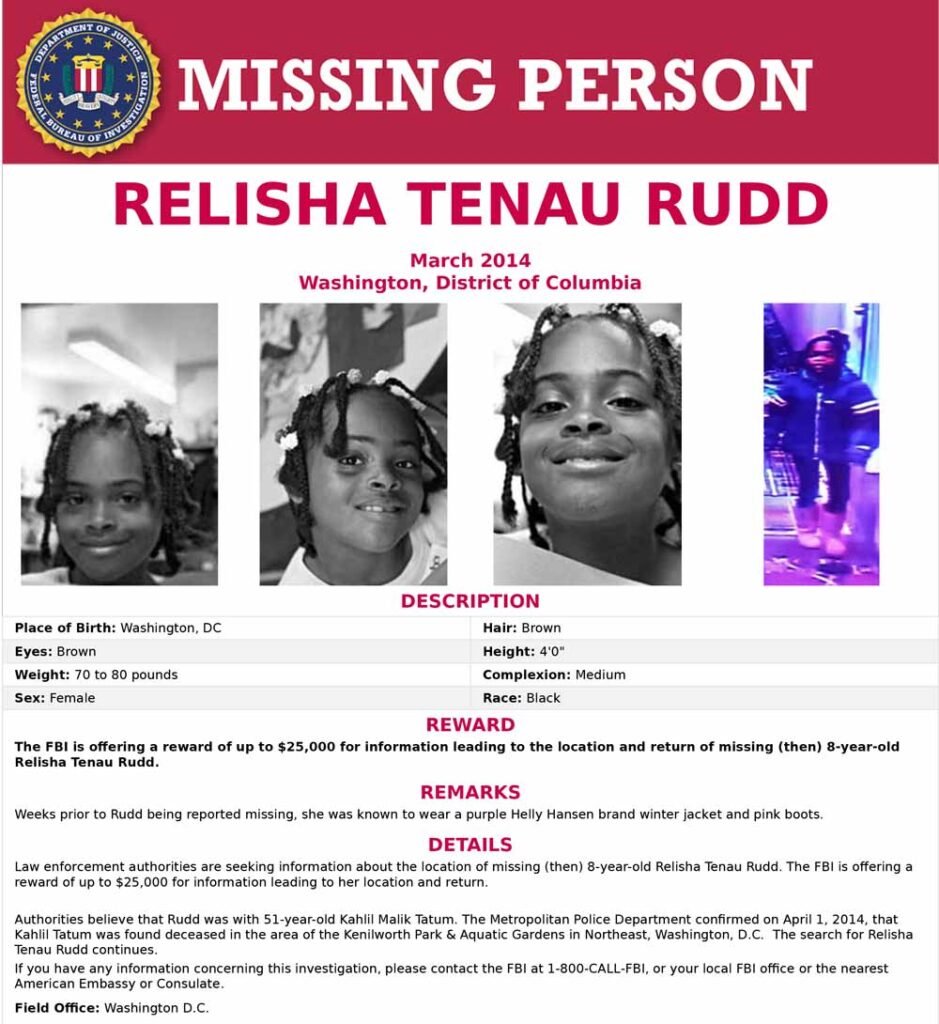 FBI missing person Relisha Rudd 