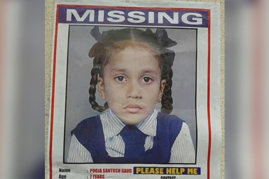 Missing poster of 7 years old Pooja Gaud 