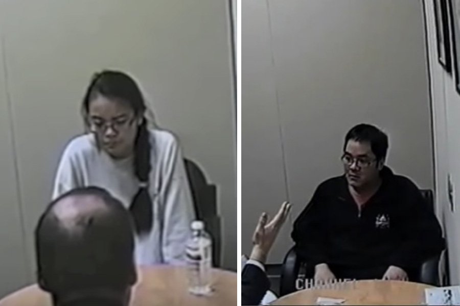 Jennifer Pan and her boyfriend Daniel Wong during interrogation