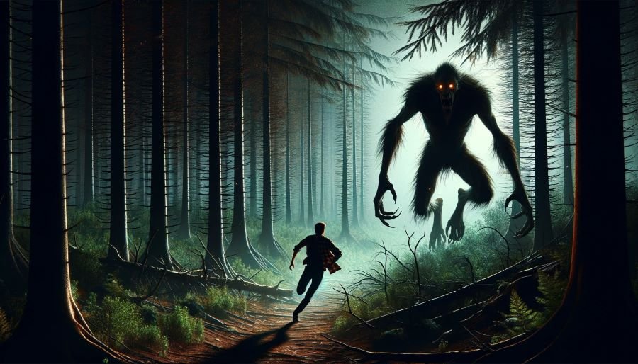 image of a  man running from Wendigo 